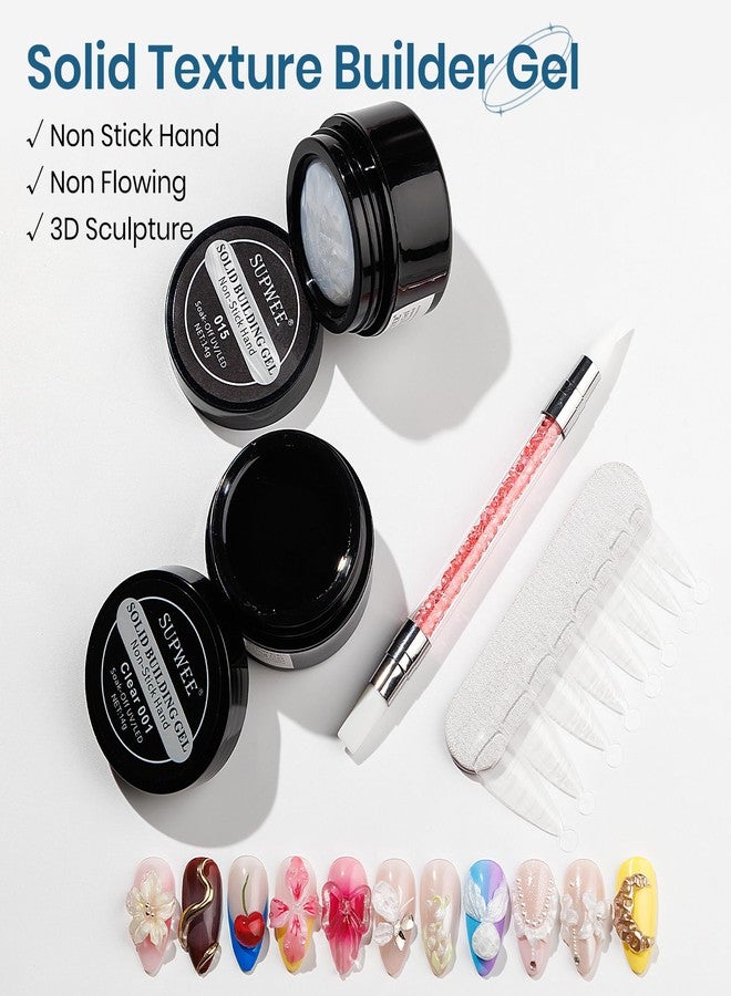 سوبوي جل تمديد الأظافر الشفاف والأبيض اللؤلؤي من سوبوي، جل صلب ثلاثي الأبعاد لفن نحت الأظافر، مع قلم سيليكون لنقش وتزيين الأظافر، مناسب للاستخدام المنزلي، للنساء - Image 2